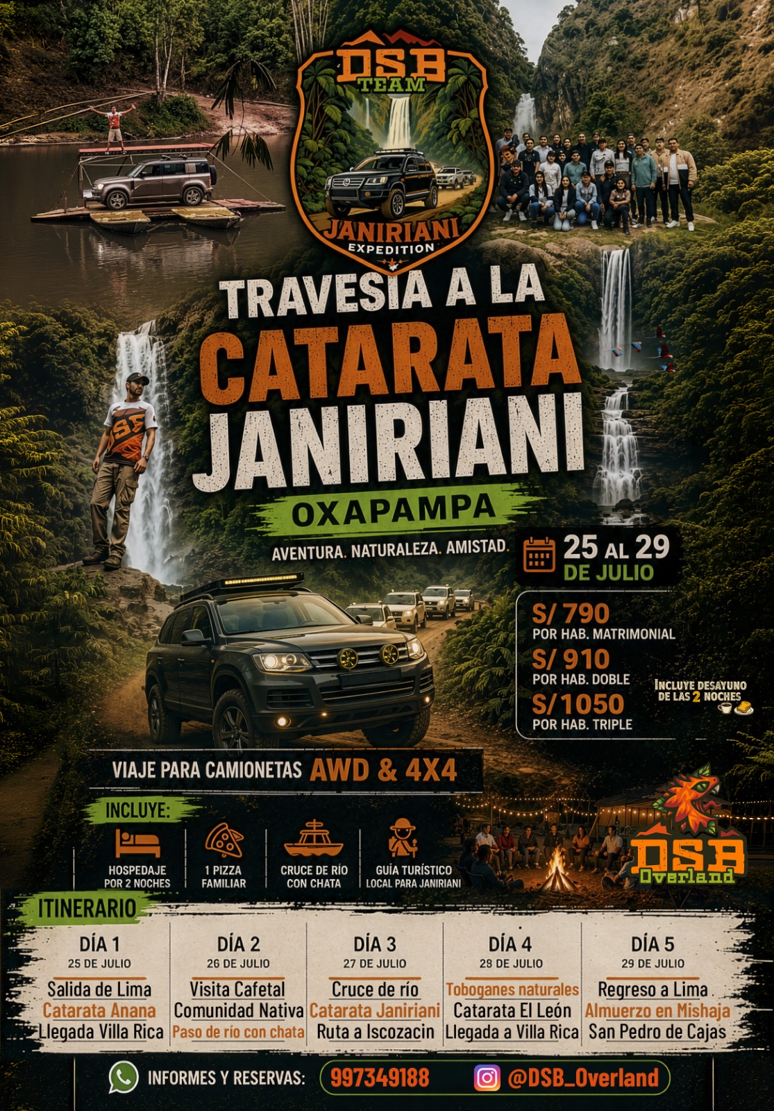 Flyer oficial — Travesía a la Catarata Janiriani, DSB Overland